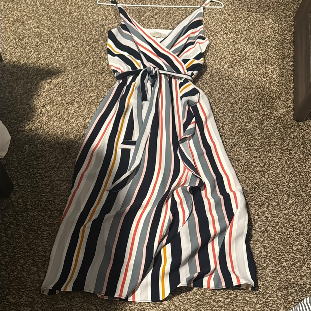 NWT XXSP Loft striped Maxi Sundress with adjustable straps